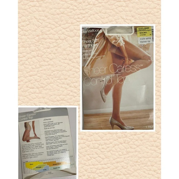 JCPenny Sheer Caress Short Oyster Soft Sheer Control Top Pantyhose - Picture 1 of 3